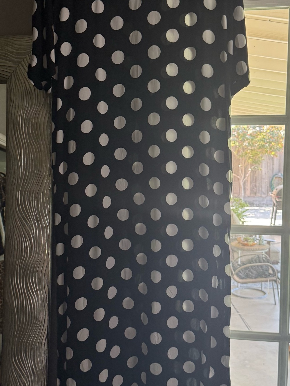 Black Polka Dot Midi Dress with Short Sleeves